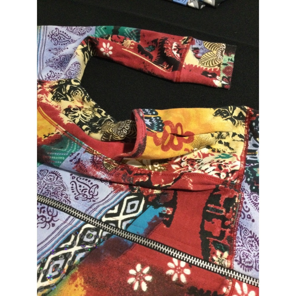 Le Mieux Studio Patchwork Zip Up Hoodie Jacket Abstract Colorful NWT size S - Picture 3 of 9